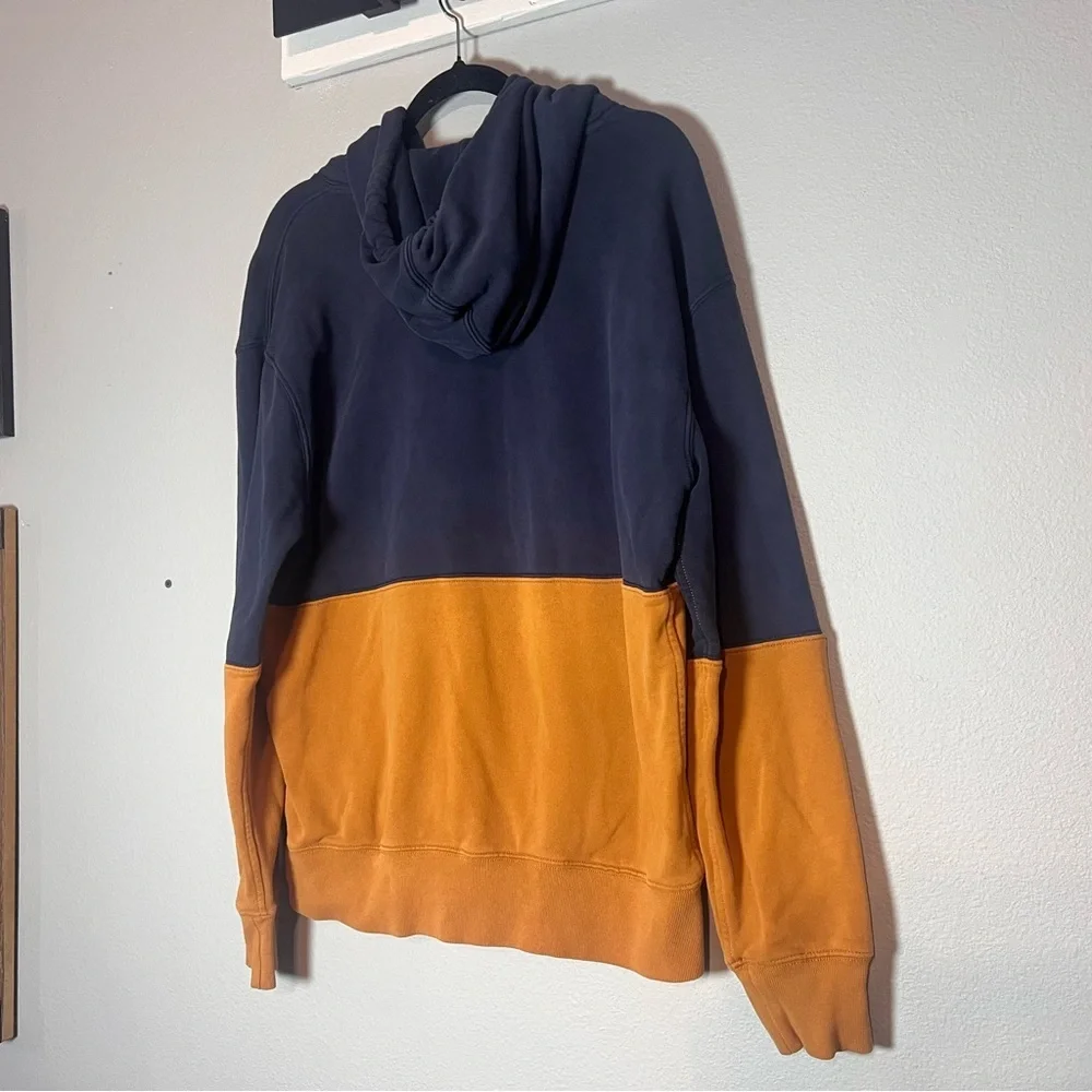 J. Crew Colorblock French Terry Hoodie Sweatshirt Size Large Garment Dyed Navy